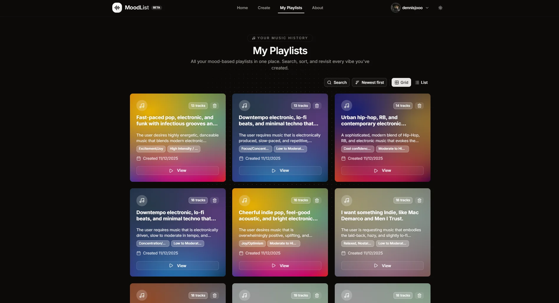 Moodlist Playlists