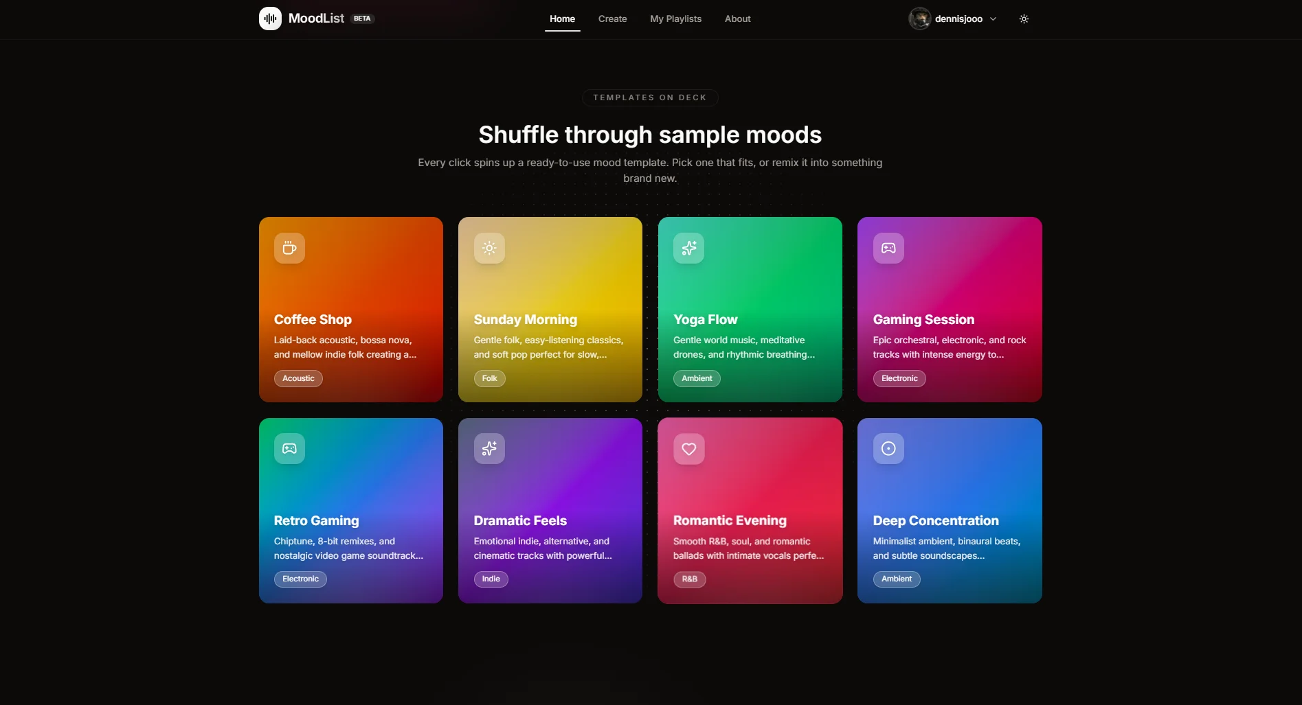 Moodlist Sample Moods